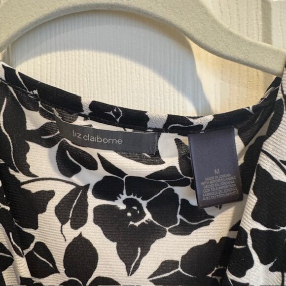Liz Claiborne Sheer Sleeveless Blouse, Black & White, Size M - Picture 2 of 4